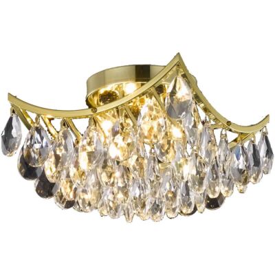 Flush Mount Gold Crystal Tear Drop Ceiling Light Kitchen Bathroom Foyer Lighting
