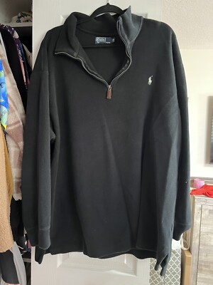 Polo Ralph Lauren Sport Sweater Cotton Knitted Mid Zip Black