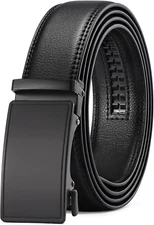Men Automatic Ratchet Buckle Slide Dress Casual Genuine Leather Belt Strap New