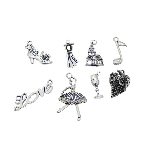 8pcs Mix Lots Retro Silver Metal Dancing Party Theme Charms Pendants Accessories - Picture 5 of 6