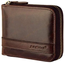 Mens Wallets Leather Zipper Wallet for Men Bifold RFID Multi Card Holder Purs...