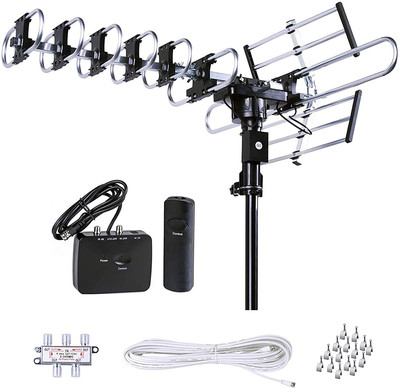 Outdoor HD TV Antenna Strongest up to 200 Miles Long Range with Motorized 360 De