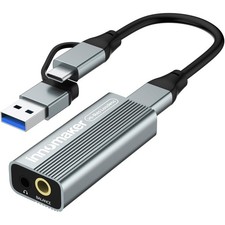 Portable USB HiFi Sound Card Headphone Amp - Dual Outputs, PCM 384kHz, DSD256