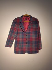 Vintage Plaid Blazer Liz Sport 100 Wool Jacket 8