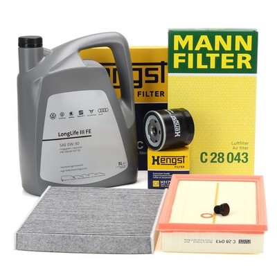 HENGST Filterset + 5L ORIGINAL 0W30 Motoröl für VW POLO 6 A3 GB 1.0/1.5 TSI