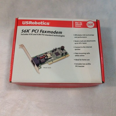 NEW USRobotics 56K PCI Faxmodem (V.92 and V.90 ITU Standard Tech) MODEL#5670
