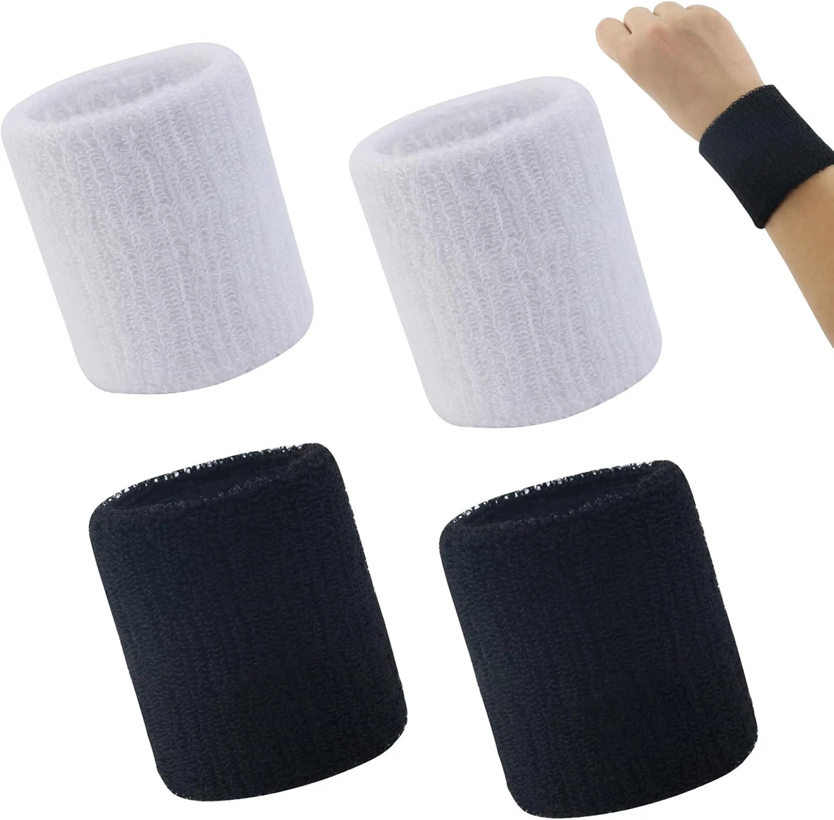 Polsini Sportivi 4 Pack: Fasce Tergisudore Con Cerniera Per Palestra, Basket E Tennis - Morbidi E Assorbenti Per Uomo E Donna - 2