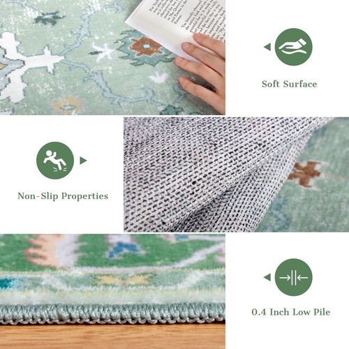 Runner Rug for Hallways 2x6 Boho Kitchen Washable Non Slip Soft Low Pile Indoor - Picture 4 of 9