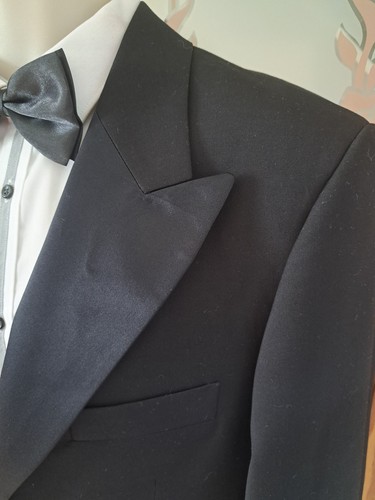 TAYLOR & WRIGHT MENS 2PC SLIM FIT TUXEDO DINNER SUIT 40R PANTS 32R +FREE BOW TIE - Picture 17 of 19