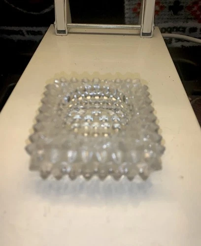 Vintage Fenton Clear Pointed Hobnail Salt Cellar