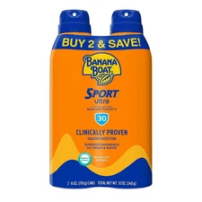 Banana Boat Sunscreen SPF 30 Ultra Sport 6 Oz Spray 2 Pack Exp 03/27
