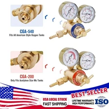 SPARKWHIZ Oxygen and Acetylene Regulators Welding Gas Gauges Pair CGA540 CGA200