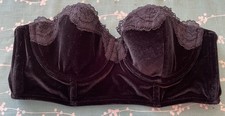 Victoria s Secret Black Velvet Strapless Corset Bra SZ 32C Lacy Dream Angels