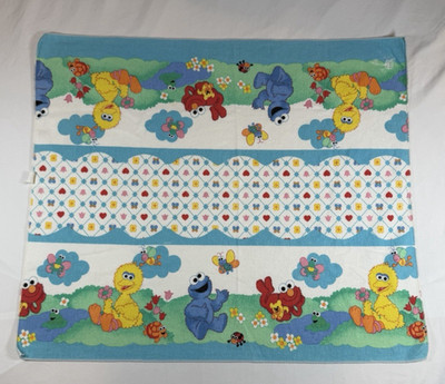 90s Sesame Street Baby Receiving Blanket Cloth Wrap Elmo Big Bird Cookie USA VTG