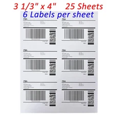 3-1/3" x 4" Address Shipping Mailing Labels Self Adhesive for Laser InkJet 6-UP