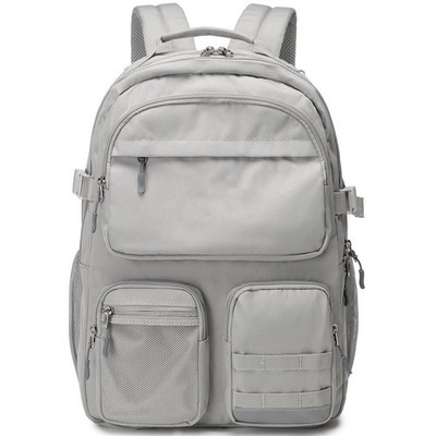 Water Resistant Backpack Multifunctional Pockets Teens 15.6 Inch Laptop Grey
