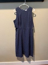Nine West Navy Blue Linen Blend Cutout Sheath Dress Women’s Large Sleeveless