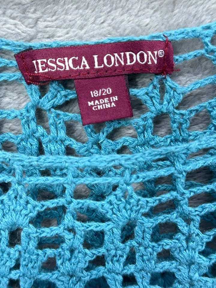 Suéter Jessica London Mujer Tejido Abierto Costero Abuela 18/20 Hada Boho Hippie Foto 3 de 4