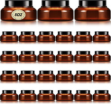24 Pack Plastic Jars with Lids Labels Plastic Containers Round Refillable Cos...