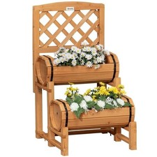 Fioriera Esterno Mezza Botte in Legno Abete Design Verticale 45x45x80 cm
