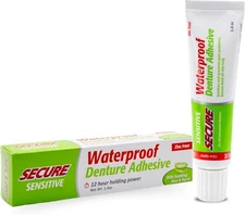	Secure Sensitive Gums Waterproof Denture Adhesive Zinc Free with Aloe Vera	