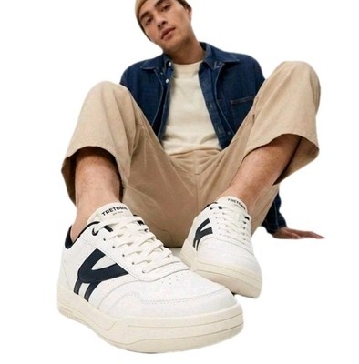 Tretorn Men's Retro Vibe Sneakers Ortholite Shoes White Navy Lace-Up Size 9 NIB