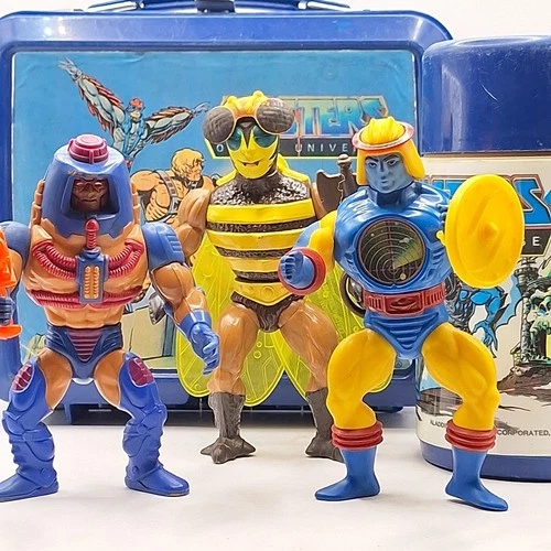 Vtg Motu Masters Of The Universe Original He-Man Action Figures & Lunch Box 10-6