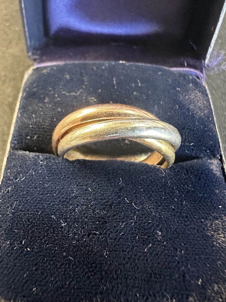 Banda de anillo enrollable vintage Tiffany de oro triple de 14 quilates, talla 9 Foto 3 de 4