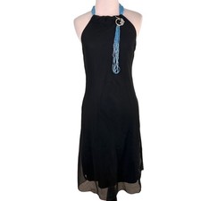 Princy Jessica Simpson Black Beaded Halter Dress Size Small
