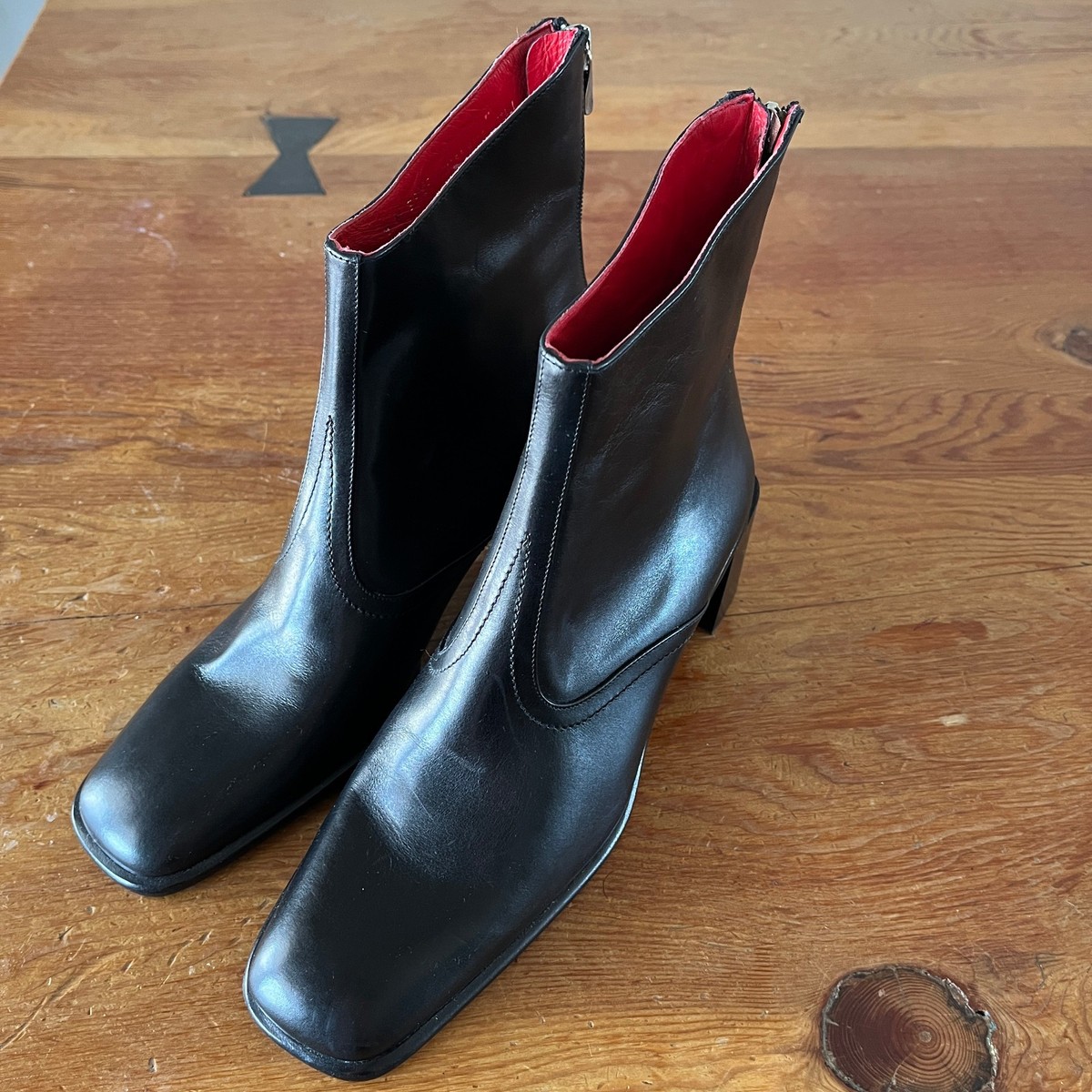 【Chikashitsu +】leather heel boots Chikashitsu + leather heel boots