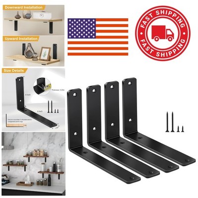 Powder Coated Black Shelf Support 4 Pack 6 Inch by 4 Inch Ideal for DIY Projects