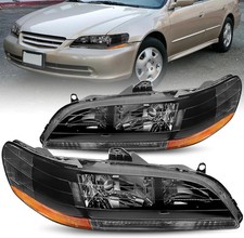 Headlight Assembly Pair Compatible with 1998-2002 Honda Accord Halogen Headlamp
