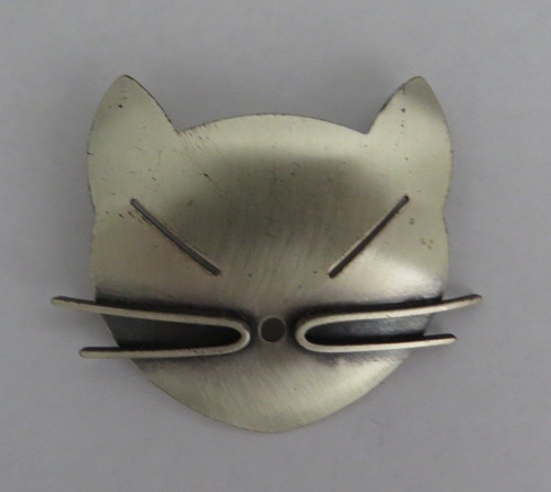ADORABLE VINTAGE BEAU LARGE STERLING SILVER CAT HEAD PIN/BROOCH