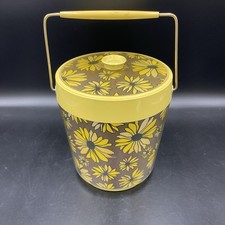 Vintage Yellow Daisy Insulated Ice Bucket THERMO SERV by WEST BEND Made in USA