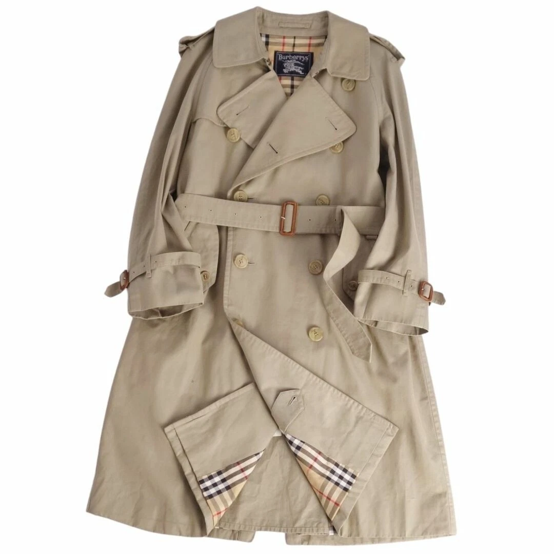 Burberry Vintage Burberrys Cappotto Trench 100% Cotone Check Back Usato0