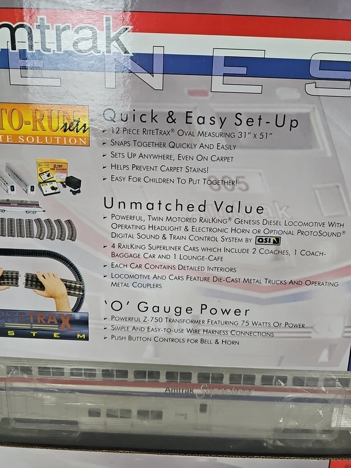 Vintage MTH Rail King  30-4018-1 Amtrak Genesis R-T-R Train Set New In Box. - Image 2 of 4