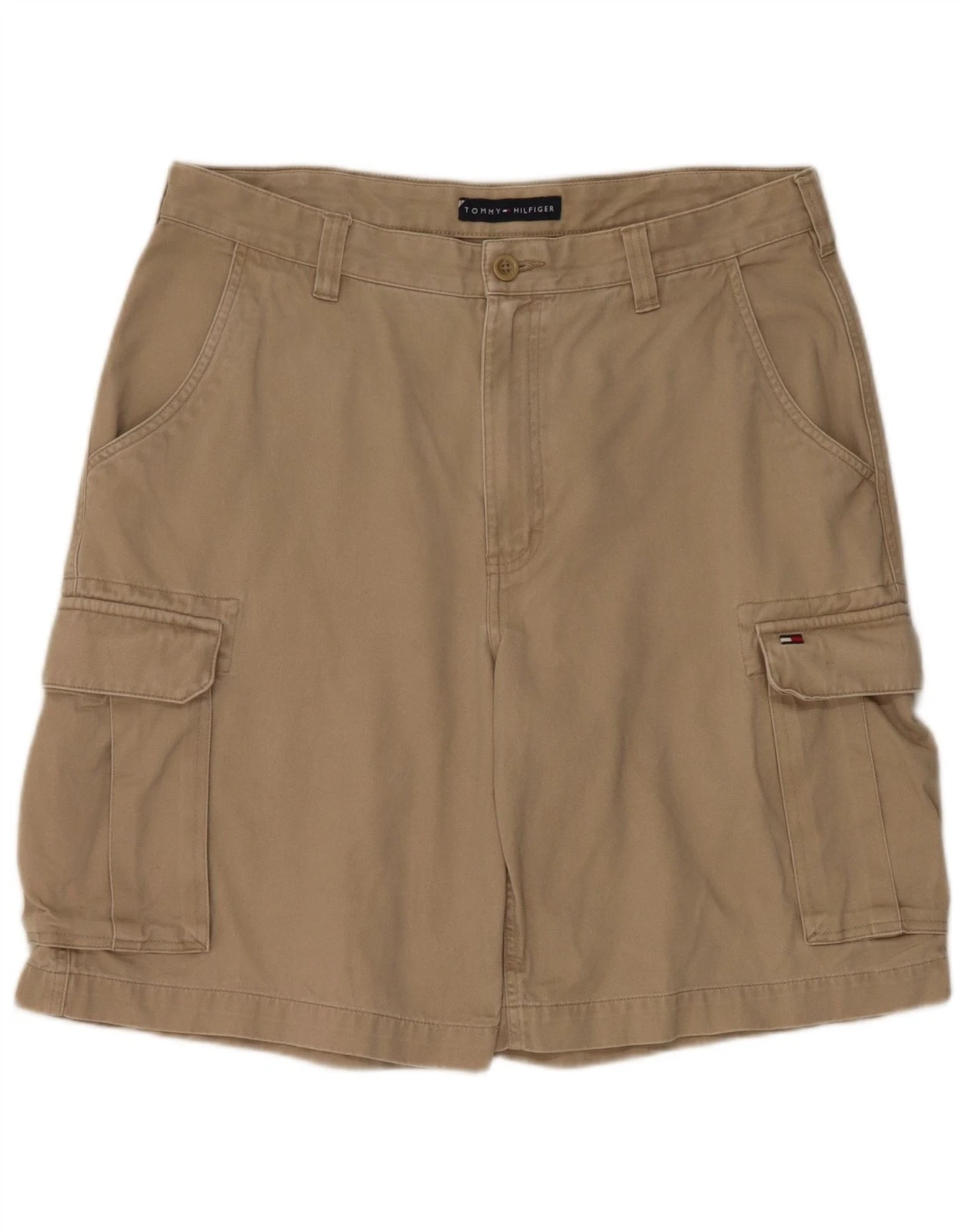 Tommy Hilfiger Mens Cargo Shorts W33 Medium Beige Cotton DO08