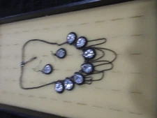 Park Lane Vintage Necklace Black Metal Chain wi/earrings CZ -Statement Set