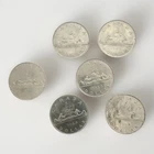 Set 5 1968 & 1 1980 Canada Canoe Nickel Dollar Coin Canadian $1 Dollar Voyageur