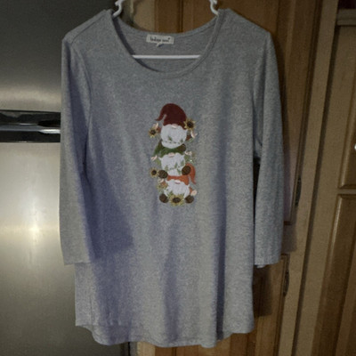 Indigo Soul Women s Christmas Graphic Tee Lot 3 L 3/4 Sleeve Round Neck