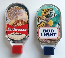 Vintage Budweiser & Bud Light Lucite Tap Handles, Tropical Fish & Shell Designs