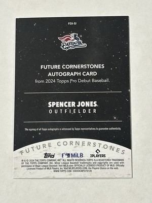 2024 Topps Pro Debut Spencer Jones Future Cornerstones Auto Aqua 
