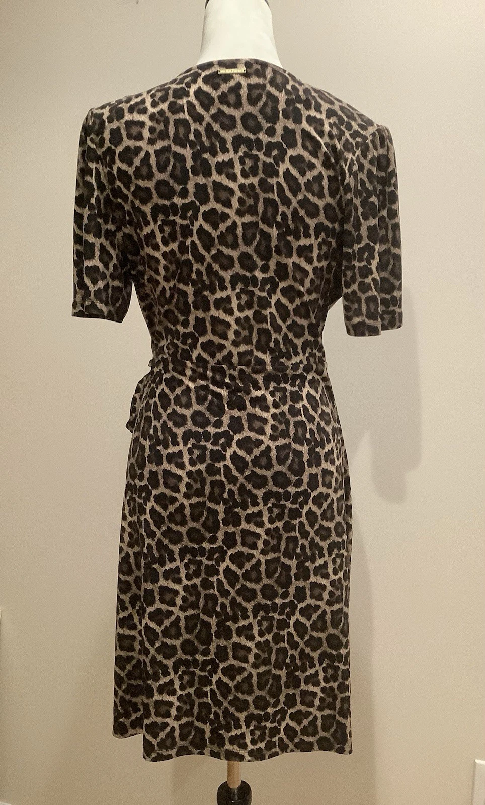 Abito Michael Kors stampa leopardata avvolgente davanti taglia M 