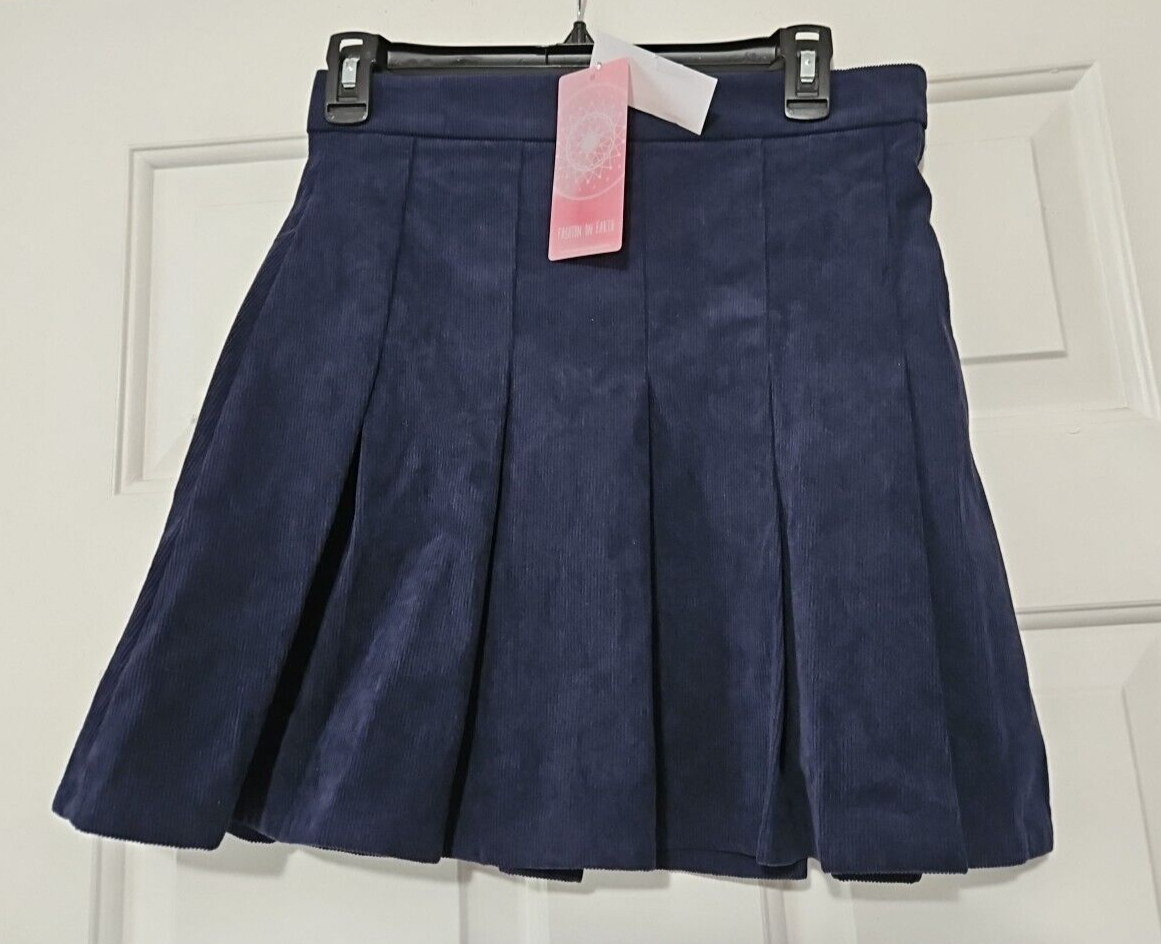 Fashion On Earth Corduroy Mini Skirt Navy Size XL NWT bn26