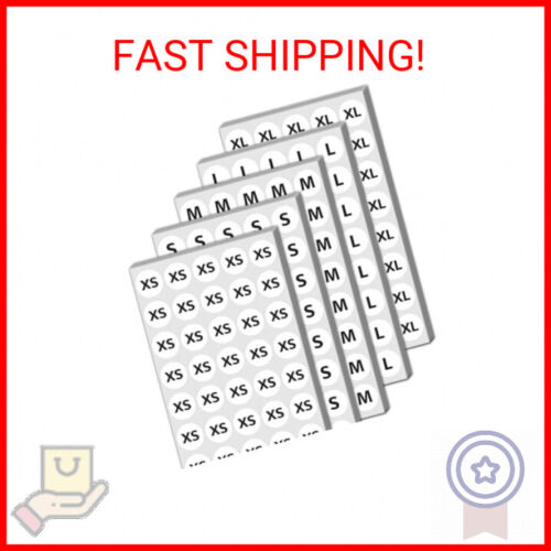 2000 Pack, 3/4" - Clothing Size Stickers, Small Medium Large Shirt Sizing Labels