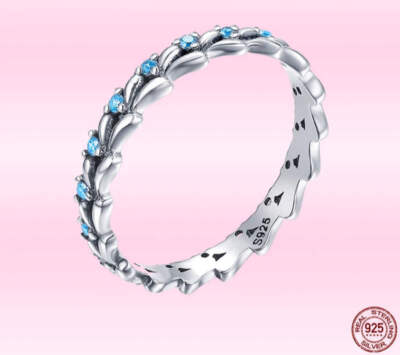 Blue Ocean Wave 52-54-56-58-L-M-N-O-P-Q Ringe massiv 925 Sterling Silber vorsteckbar