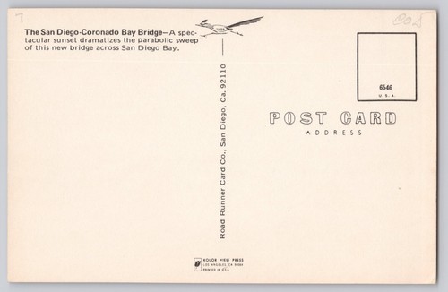 Cartolina San Diego Coronado Bay Bridge California - Foto 2 di 2