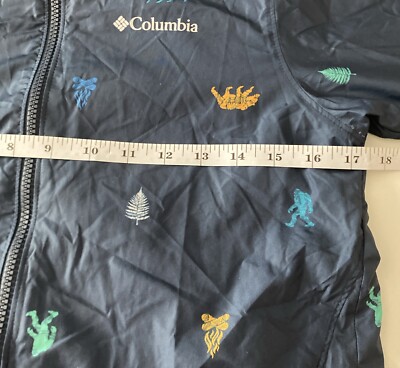 COLUMBIA Reversible Lightweight Hooded Zip Up Jacket Pockets Blue