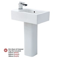 brio Ceramic Basin & Pedestal (side Mounted Tap Connection) 475mm(w) brio Ceramic Basin & Pedestal (side Mounted Tap Connection) 475mm(w)