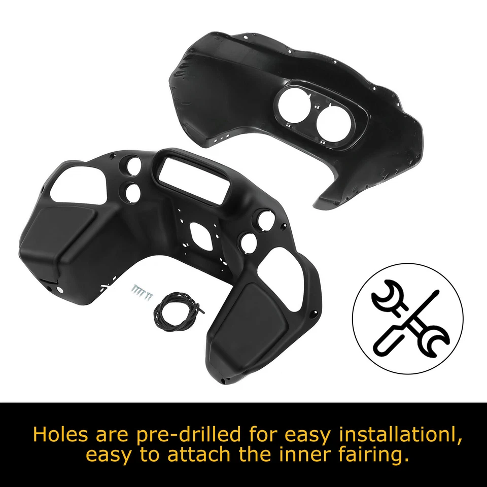 Carenado interior exterior del faro delantero para Harley Road Glide 1998-2013 negro mate Foto 2 de 4